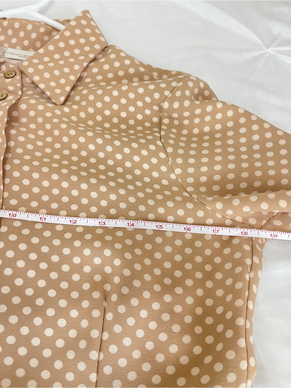 eva mendes for New York & Company Beige Polka Dot Button-Front Midi Dress - Picture 4 of 5